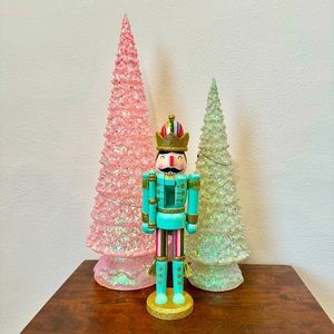 Pastel pinkmas nutcracker + two colorful light up trees